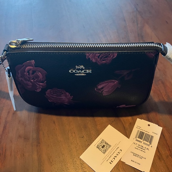 Coach Black and Purple Floral wristlet - Picture 2 of 8